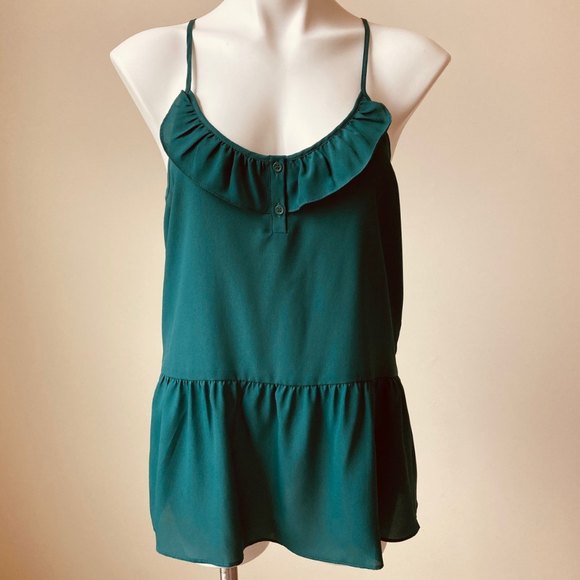 Petticoat Alley Sleeveless Top Woman Size M Fits like L Ruffle Cami Racerback - Picture 1 of 9
